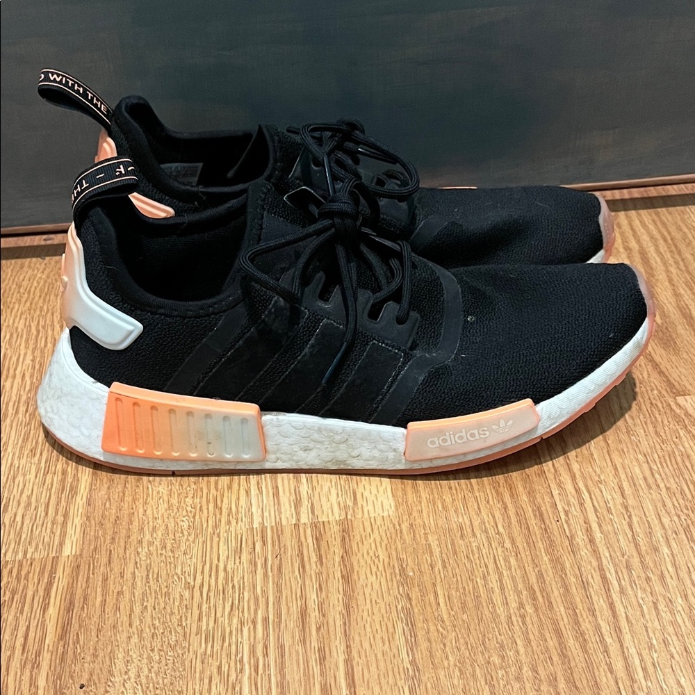 Adidas Black and Peach Athletic Shoes